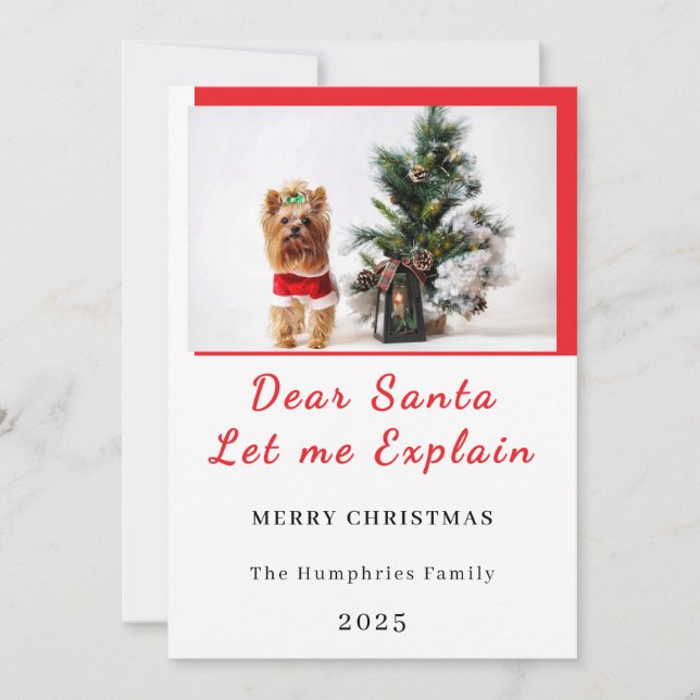 Tarjeta De Agradecimiento Dear Santa, Let Me Explain - Fun photo CHRISTMAS  (Anverso)
