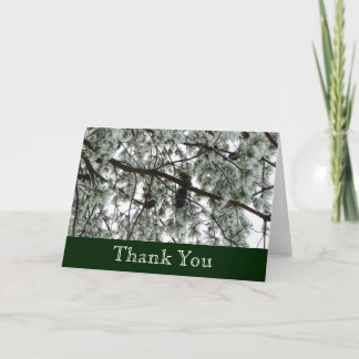 Tarjeta De Agradecimiento Debajo de la foto del invierno de un pino cubierto