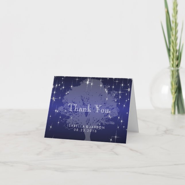 Tarjeta De Agradecimiento Debajo de las estrellas en azul oscuro metálico -  (Anverso)