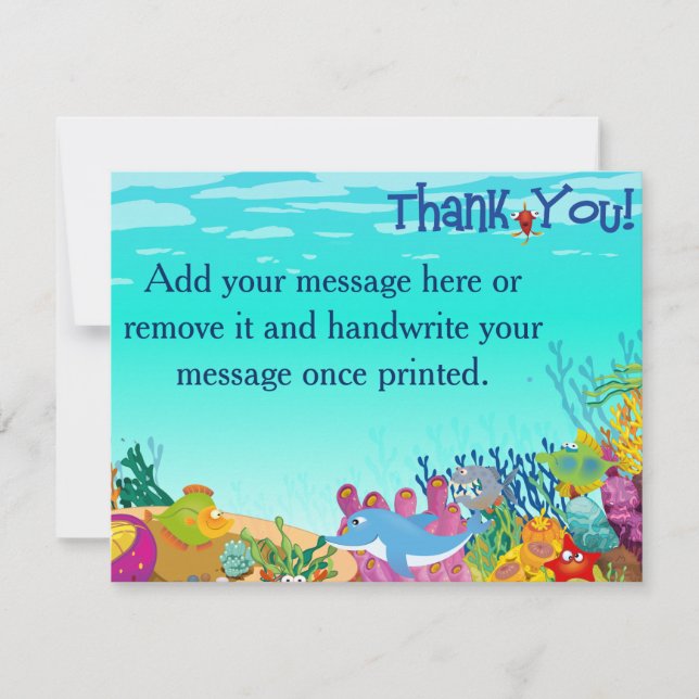 Tarjeta De Agradecimiento Debajo del mar gracias cardar (Anverso)