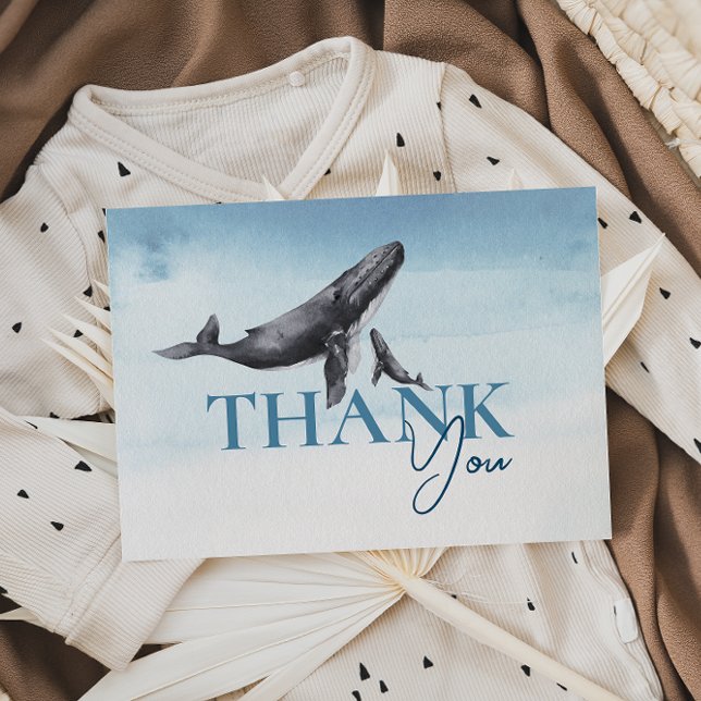 Tarjeta De Agradecimiento Debajo Del Mar Ocean Whale Flat Baby Shower (Subido por el creador)