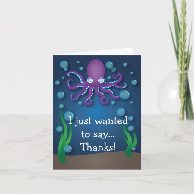 Tarjeta De Agradecimiento Debajo del pulpo púrpura del mar gracias cardar (Anverso)
