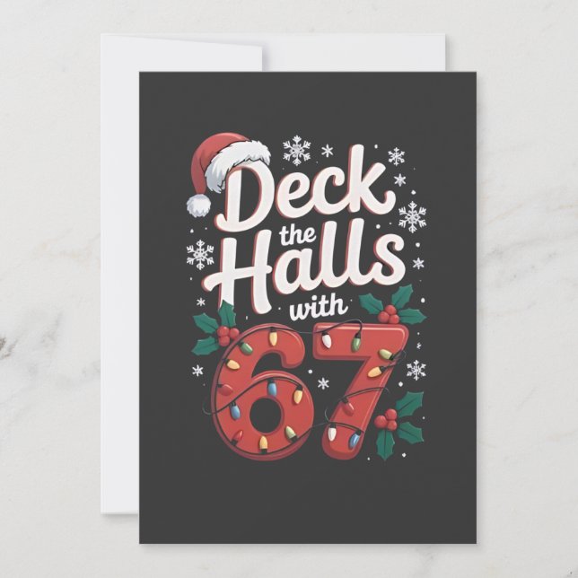 Tarjeta De Agradecimiento Deck the Halls With 6 7 Funny Christmas Six Seven  (Anverso)