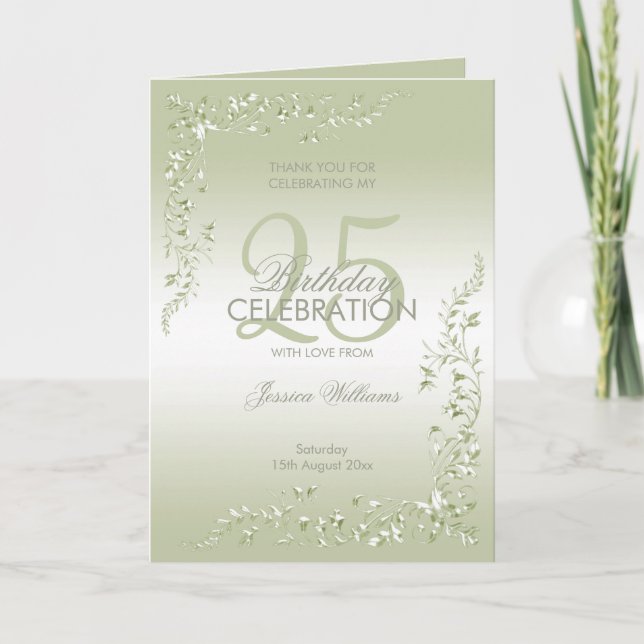 Tarjeta De Agradecimiento Decoración de Breezeway 25 cumpleaños (Anverso)