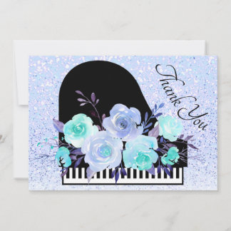 Tarjeta De Agradecimiento decoración de piano de ramo azul