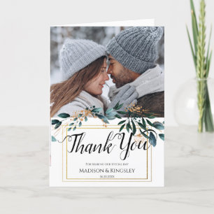 Tarjeta De Agradecimiento Deep Blue Floral Elegant Fall Wedding