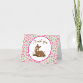 Tarjeta De Agradecimiento Deer Baby Shower Woodland Fawn Pink