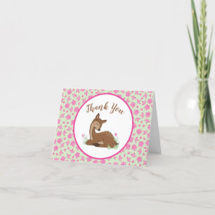 Tarjeta De Agradecimiento Deer Baby Shower Woodland Fawn Pink