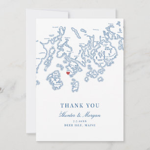Tarjeta De Agradecimiento Deer Isle Maine Boda Flat