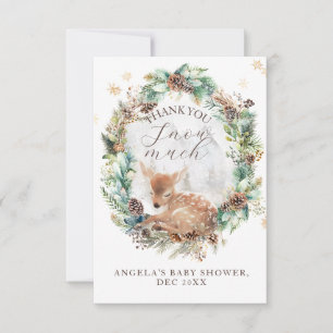 Tarjeta De Agradecimiento Deer Winter Woodland Frío fuera de Baby Shower