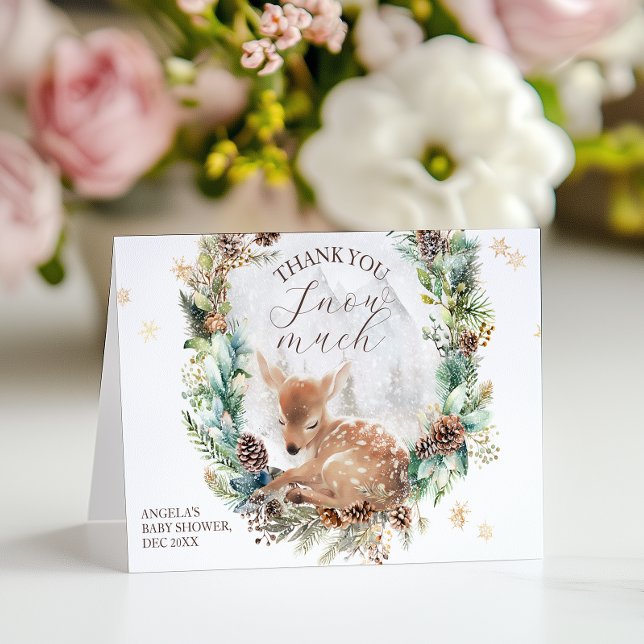 Tarjeta De Agradecimiento Deer Winter Woodland Frío fuera de Baby Shower (Subido por el creador)