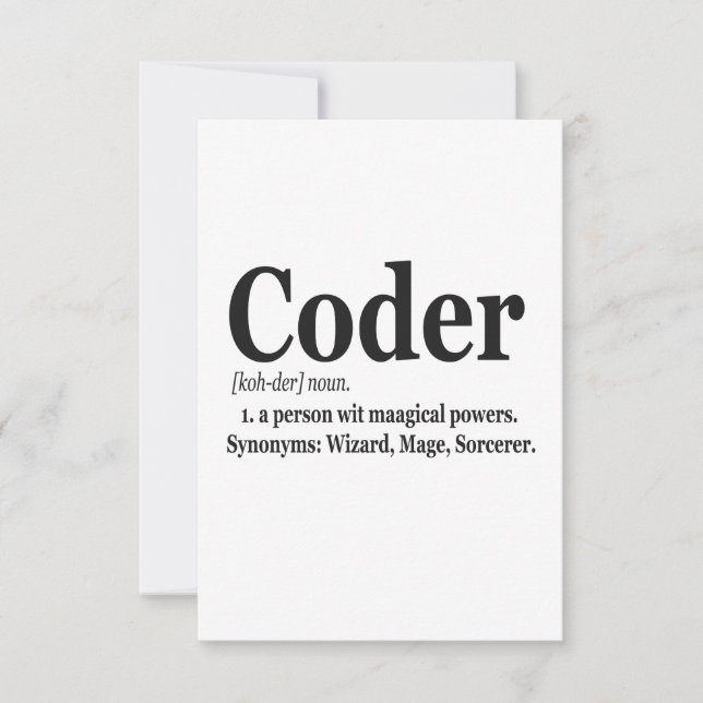 Tarjeta De Agradecimiento Definición de Coder Graciosa Cute Computadora Nerf (Anverso)
