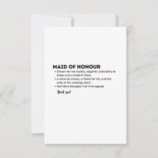 Tarjeta De Agradecimiento Definición de Dama de Honor – Divertida y Sentimen