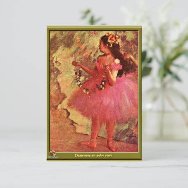 Tarjeta De Agradecimiento Degas - Bailarina con vestido rosado (Anverso de pie)