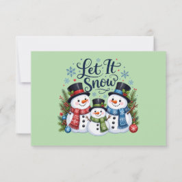 Tarjeta De Agradecimiento Deja que nieve familia de muñecos de nieve