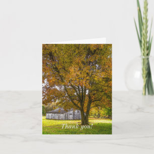Tarjeta De Agradecimiento Del Árbol De Otoño Y Bar