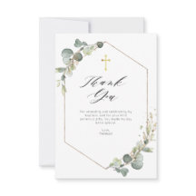 tarjeta de agradecimiento del bautismo elegante eu