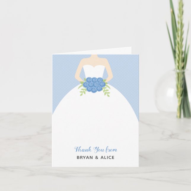 Tarjeta De Agradecimiento Del boda (Azul Pastel) (Anverso)