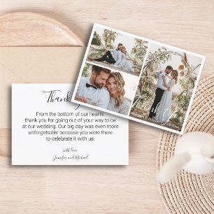 tarjeta de agradecimiento del boda de collage de 3