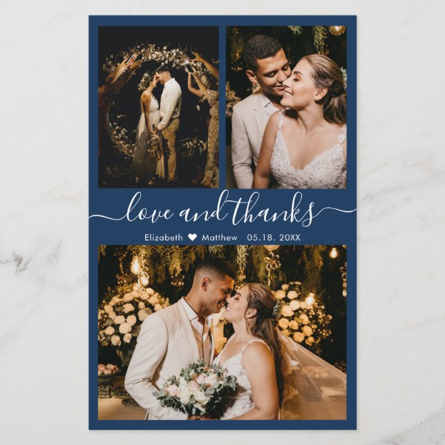 Tarjeta de agradecimiento del Boda de Collage de f (Anverso)