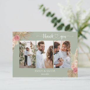 Tarjeta de agradecimiento del boda de fotos de Sag