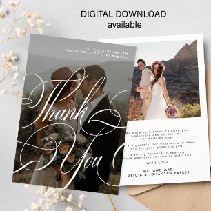 Tarjeta de agradecimiento del boda de fotos digita
