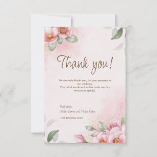 Tarjeta de agradecimiento del boda Floral Rosa.