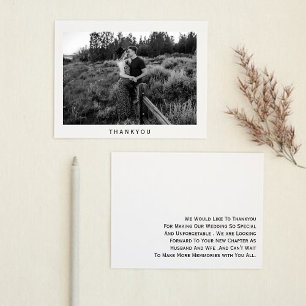 Tarjeta de agradecimiento del boda minimalista con