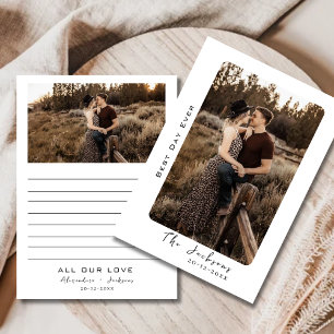 Tarjeta de agradecimiento del boda minimalista con