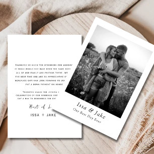 Tarjeta de agradecimiento del boda minimalista con