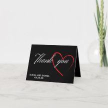 Tarjeta de agradecimiento del boda negro