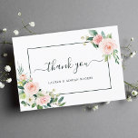 Tarjeta de agradecimiento del Boda Rubor Pink Bloo<br><div class="desc">Esta tarjeta de agradecimiento boda presenta flores acuáticas pintadas en un follaje rosa,  blanco y verde con un marco rectangular. Para una personalización más avanzada de este diseño,  haga clic en el enlace "Personalizar más adelante". También están disponibles los elementos coincidentes.</div>