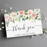 Tarjeta de agradecimiento del Boda Rubor Pink Bloo<br><div class="desc">Esta tarjeta de agradecimiento boda presenta flores acuáticas pintadas en un follaje rosa,  blanco y verde. Para una personalización más avanzada de este diseño,  haga clic en el enlace "Personalizar más adelante". También están disponibles los elementos coincidentes.</div>