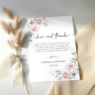 Tarjeta de agradecimiento del Boda Rubor Pink Rose