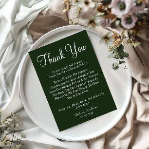 tarjeta de agradecimiento del boda verde esmeralda