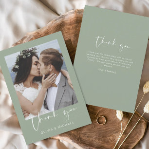 Tarjeta de agradecimiento del Boda Verde Sage de P