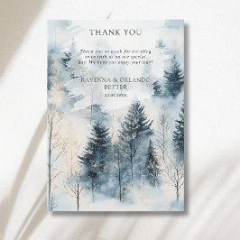 Tarjeta de agradecimiento del bosque de pinos neva