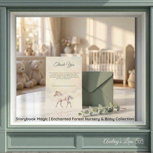 Tarjeta de agradecimiento del bosque encantado de  (Storybook Magic | Enchanted Forest Nursery & Baby Collection)