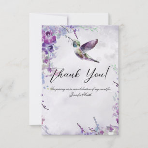Tarjeta de agradecimiento del colibrí de orquídeas