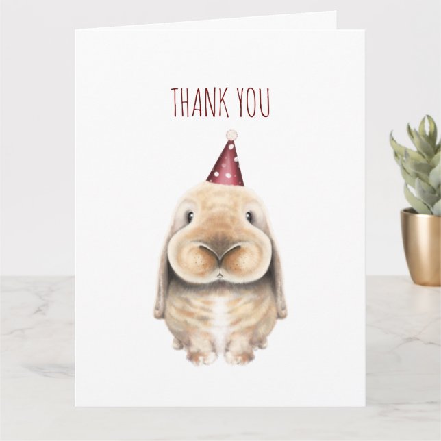 Tarjeta de agradecimiento del conejo digital lindo (Planta pequeña)