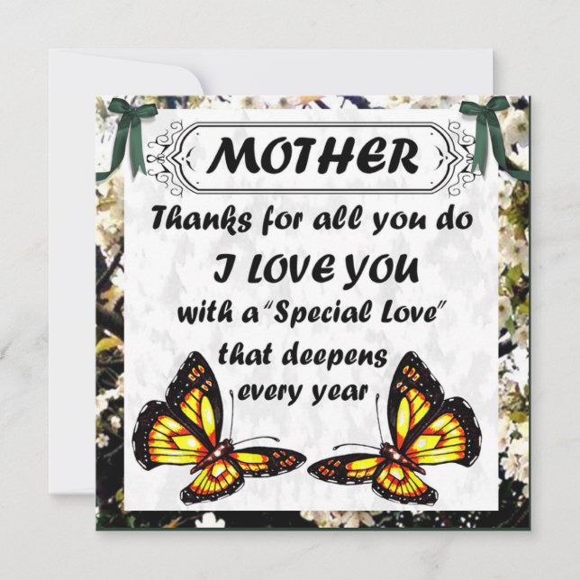 Tarjeta de agradecimiento del Día de la Madre para (Anverso)