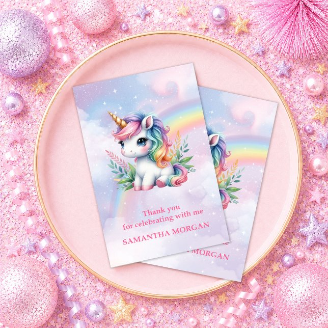 Tarjeta de agradecimiento del día mágico del unico (Dreamy Rainbow Unicorn Magical Day Thank You Card

)