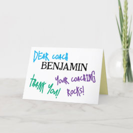 Tarjeta de agradecimiento del entrenador, tarjeta 