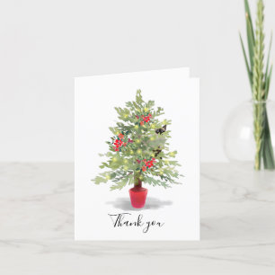 Tarjeta de agradecimiento del gato para los navida