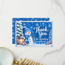 Tarjeta de agradecimiento del hombre de nieve del