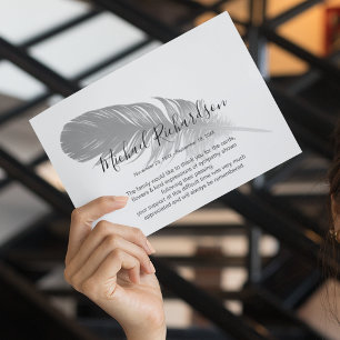 Tarjeta de agradecimiento del memorial de plumas s