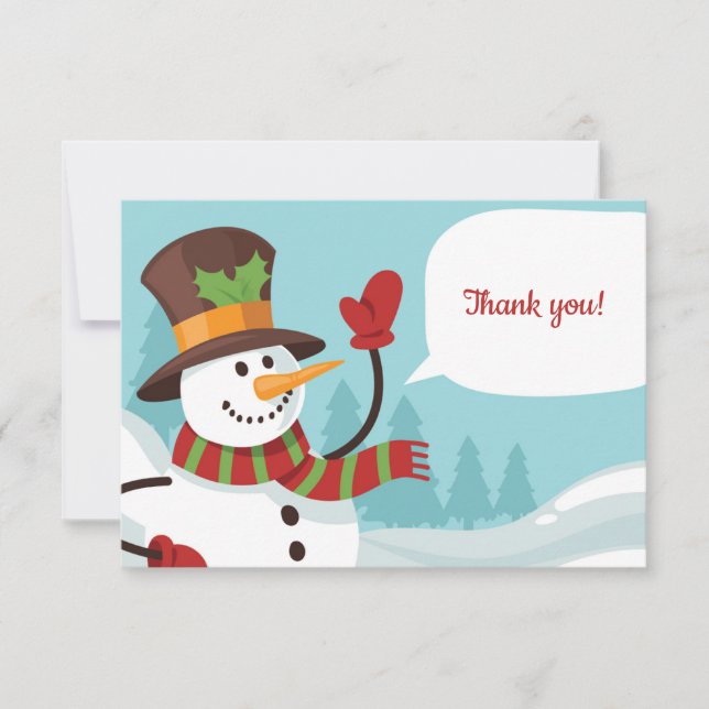 Tarjeta de agradecimiento del muñeco de nieve que  (Anverso)