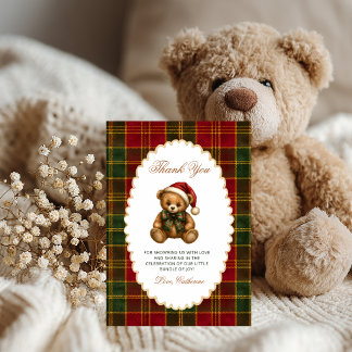 Tarjeta de agradecimiento del osito de Navidad con