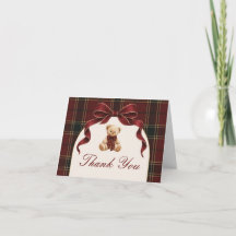 Tarjeta de agradecimiento del osito de peluche de