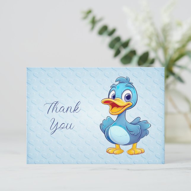 Tarjeta de agradecimiento del pato azul (Anverso de pie)